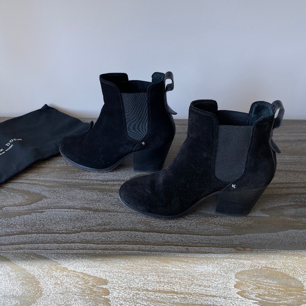 RAG & BONE DEVON BLACK SUEDE ANKLE BOOTIE Size 6